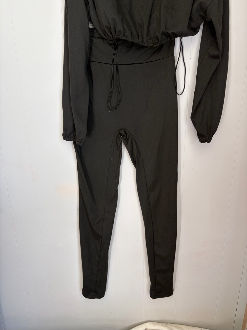 Black Womens leggings with Cropped Zip Jacket - Picture 6 of 7